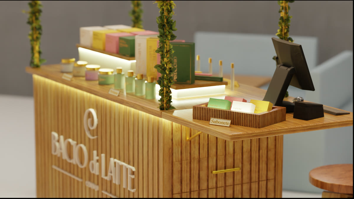 Front of the cart with the Bacio di Latte logo