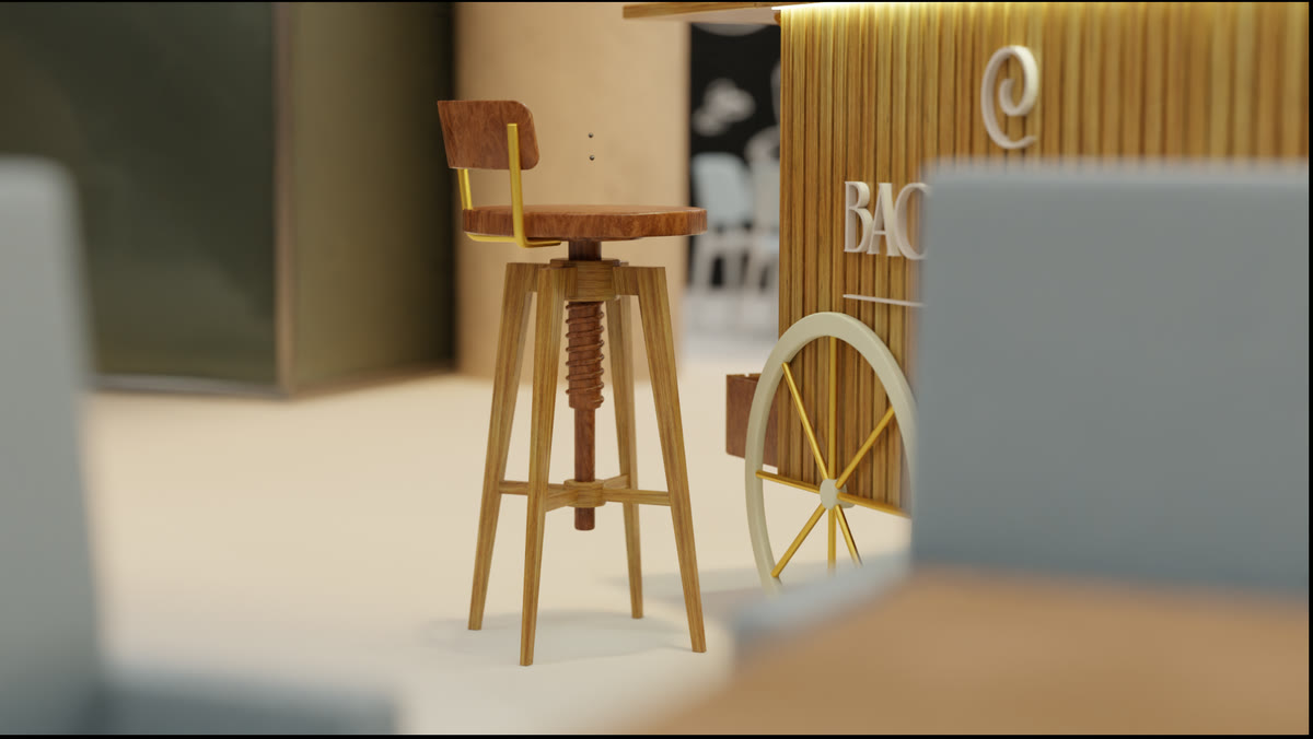 Stool and wheel of the cart